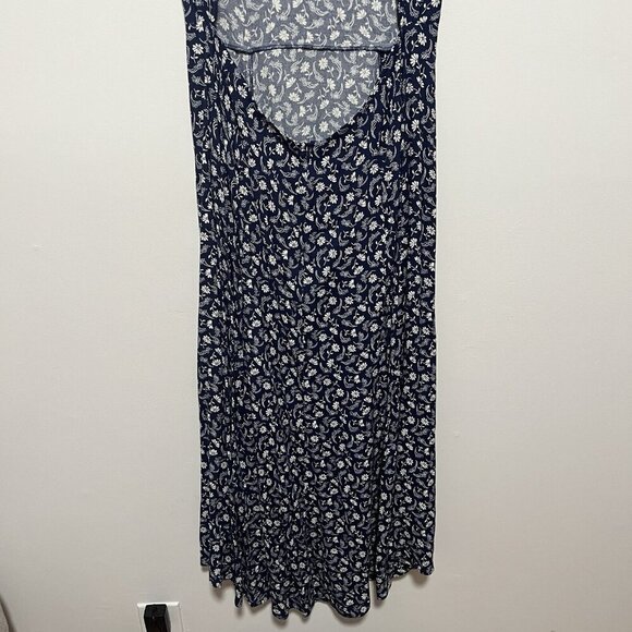 REFORMATION Gavin Navy‎ Floral Midi Dress Open Back Cap Sleeve Size 12 - Picture 10 of 12